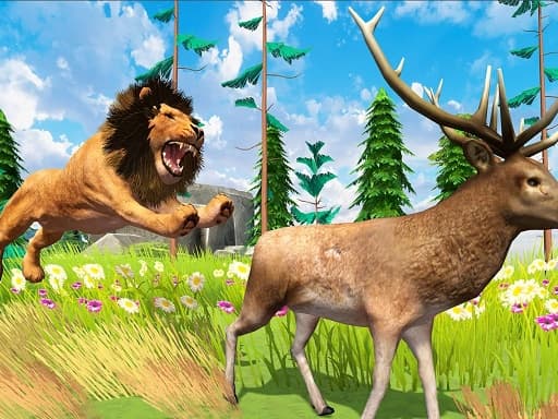 Realistic Lion Hunting Animal 2024 artwork